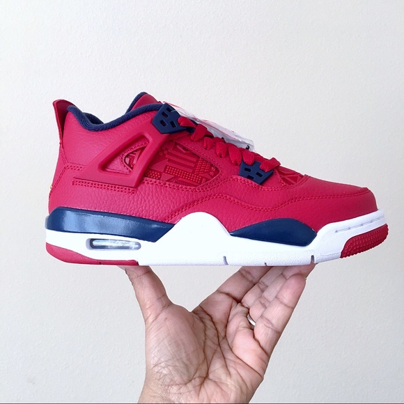 jordan 4 red and navy blue